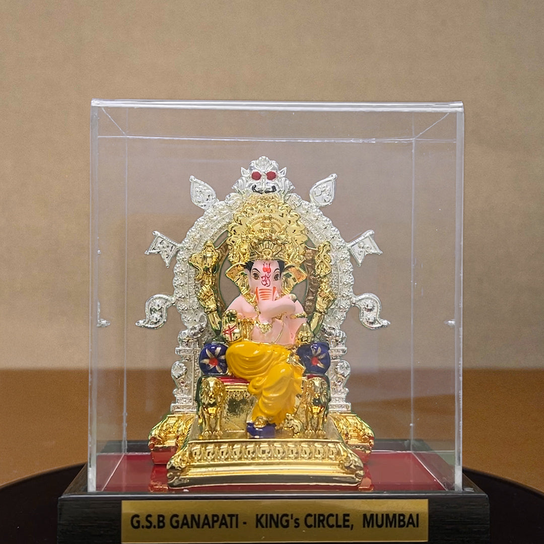 GSB Ganapati Murti- Gold and Silver plated with Cabinet - my3ioNetra
