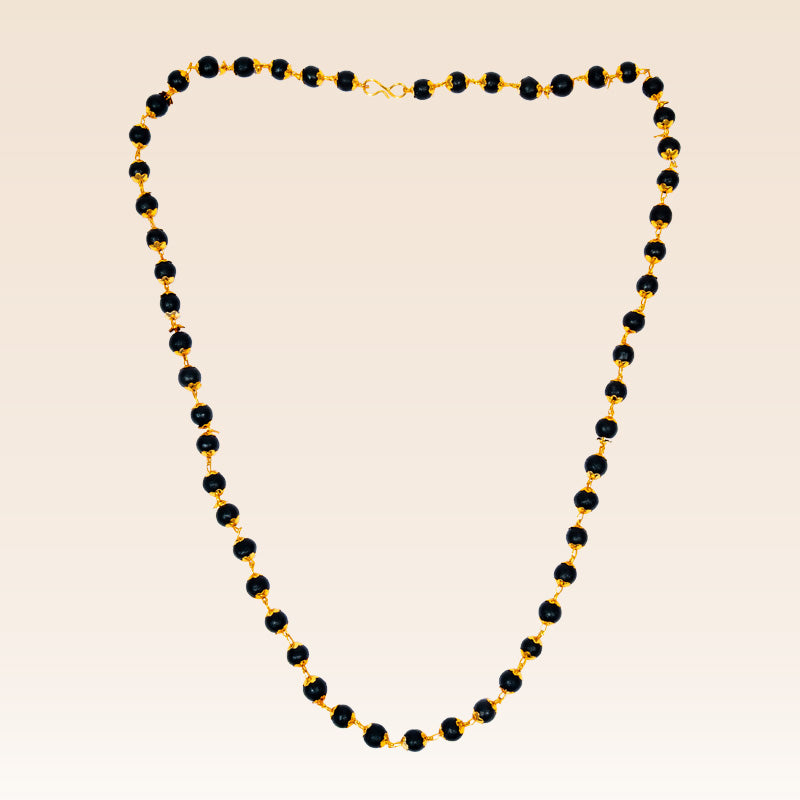 Divine Karungali Mala – Sacred Ebony Wood Mala with Gold-Toned Links