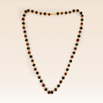 Sacred Ebony Wood & Rudraksha Mala with Gold-Toned Links