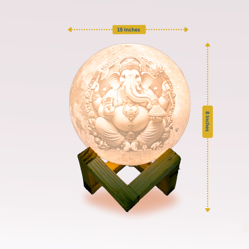 3D Ganesh Moon Lamp