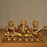 Maa Lakshmi, Bhagwan Ganesh & Devi Saraswati Brass Idol - my3ioNetra