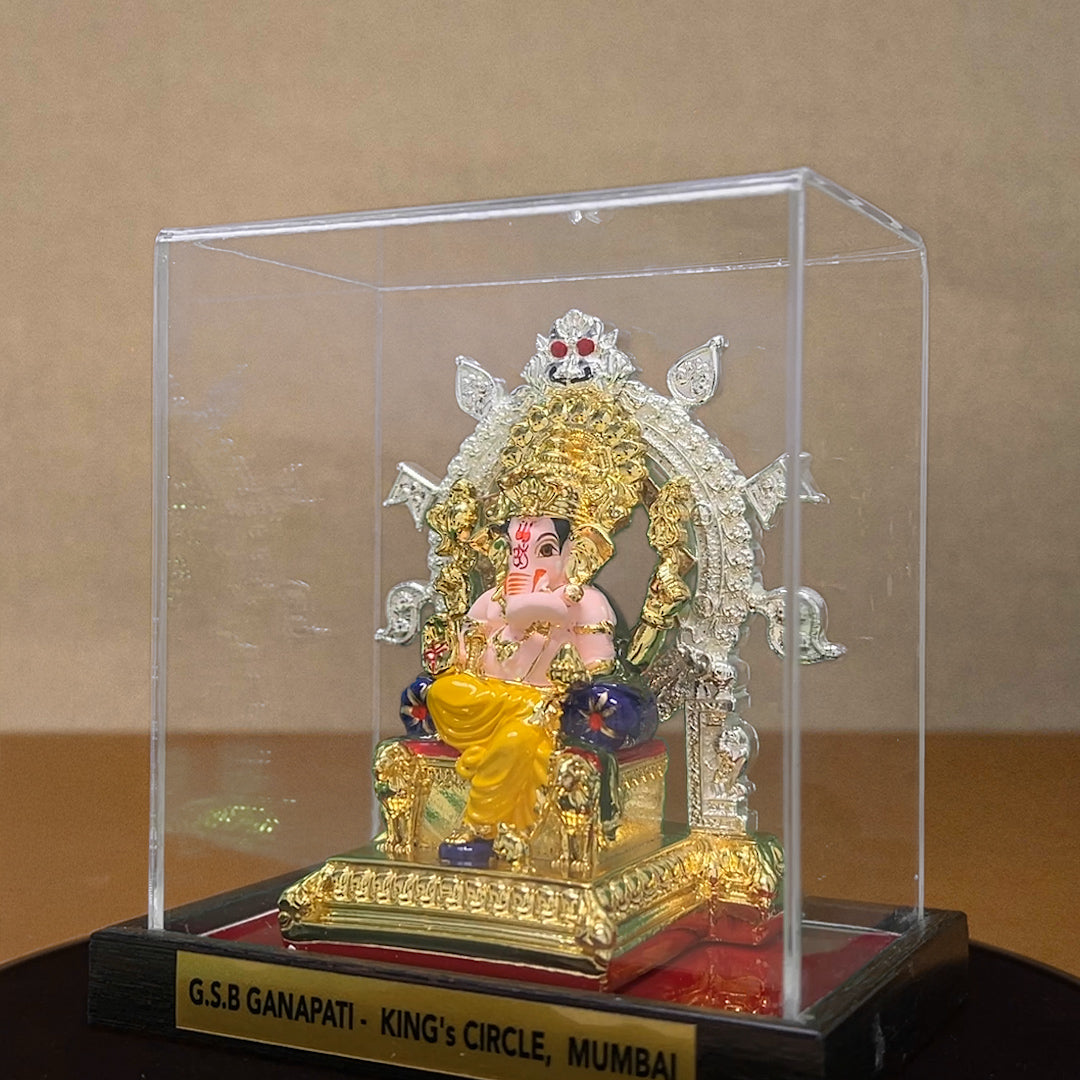 GSB Ganapati Murti- Gold and Silver plated with Cabinet - my3ioNetra