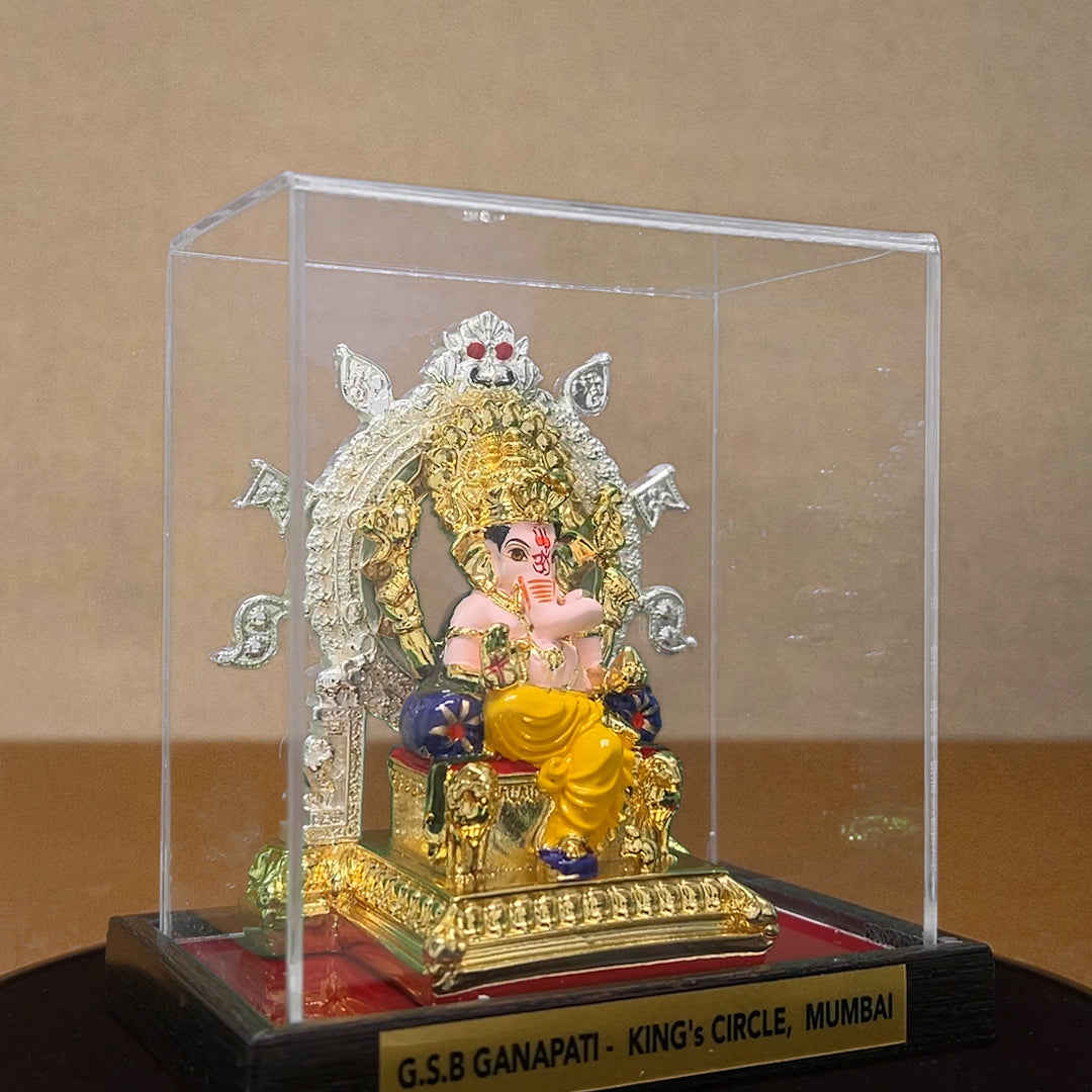 GSB Ganapati Murti- Gold and Silver plated with Cabinet - my3ioNetra